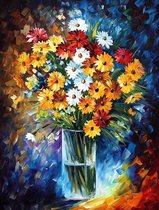 5D Diamond Painting Volwassenen - Kleurrijke bloemen - Fotoformaat 50x70cm - Volledige Set – Inclusief Pen Schudbakje Wax Opbergzakjes en Wit Stickers - Ronde steentjes