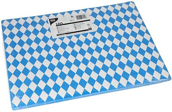Placemats papier "Beiers blauw" 30 x 40 cm tafelmatje blauw/wit (100 stuks)