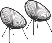 Albatros Acapulco Chair Set de 2, Zwart - Chaise de Jardin ou Fauteuil de Balcon au Design Iconique - Ergonomique & Portante jusqu'à 120 kg - Chaise longue extérieur ou intérieur, Relax Rauteuil