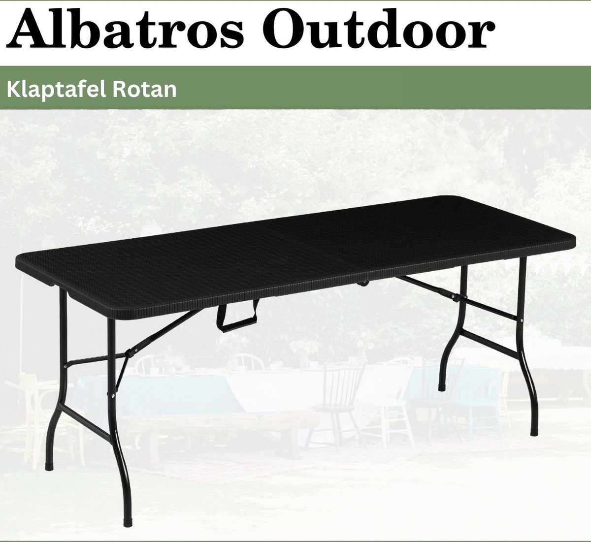 Albatros Buffettafel Klaptafel, Zwart - Robuuste Constructie opvouwbaar en Hoge Belastbaarheid - voor Maximaal 10 Personen - voor Biertent met Draaggreep thumbnail 4