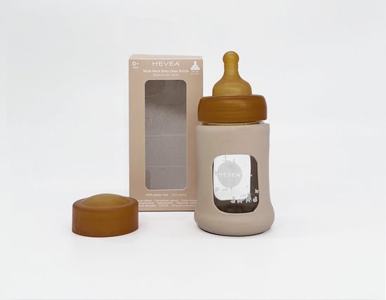 Wide Neck Baby Glass Bottle with Sleeve 150ml/5oz Single-Pack (Sand)