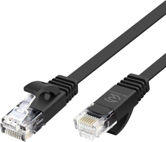 Foto: Internetkabel cat6 ethernet netwerk kabel tot 1000mbps rj45 platte utp kabel zwart 10 meter