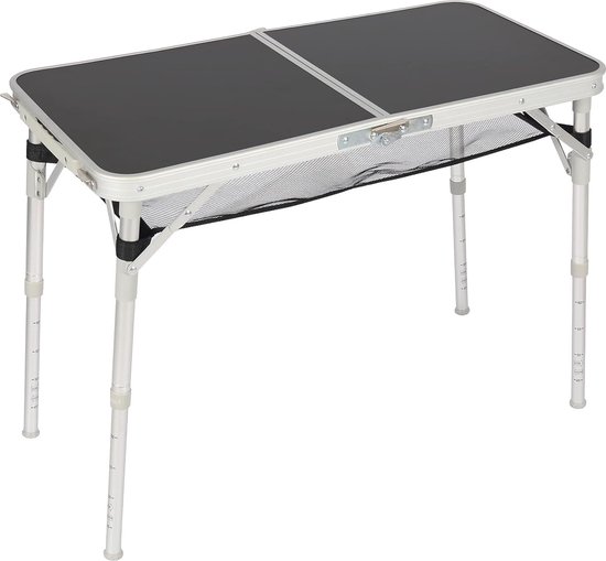 Klaptafel in hoogte verstelbaar met opbergruimte, lichte draagbare campingtafel voor picknick koken binnen (grijs)