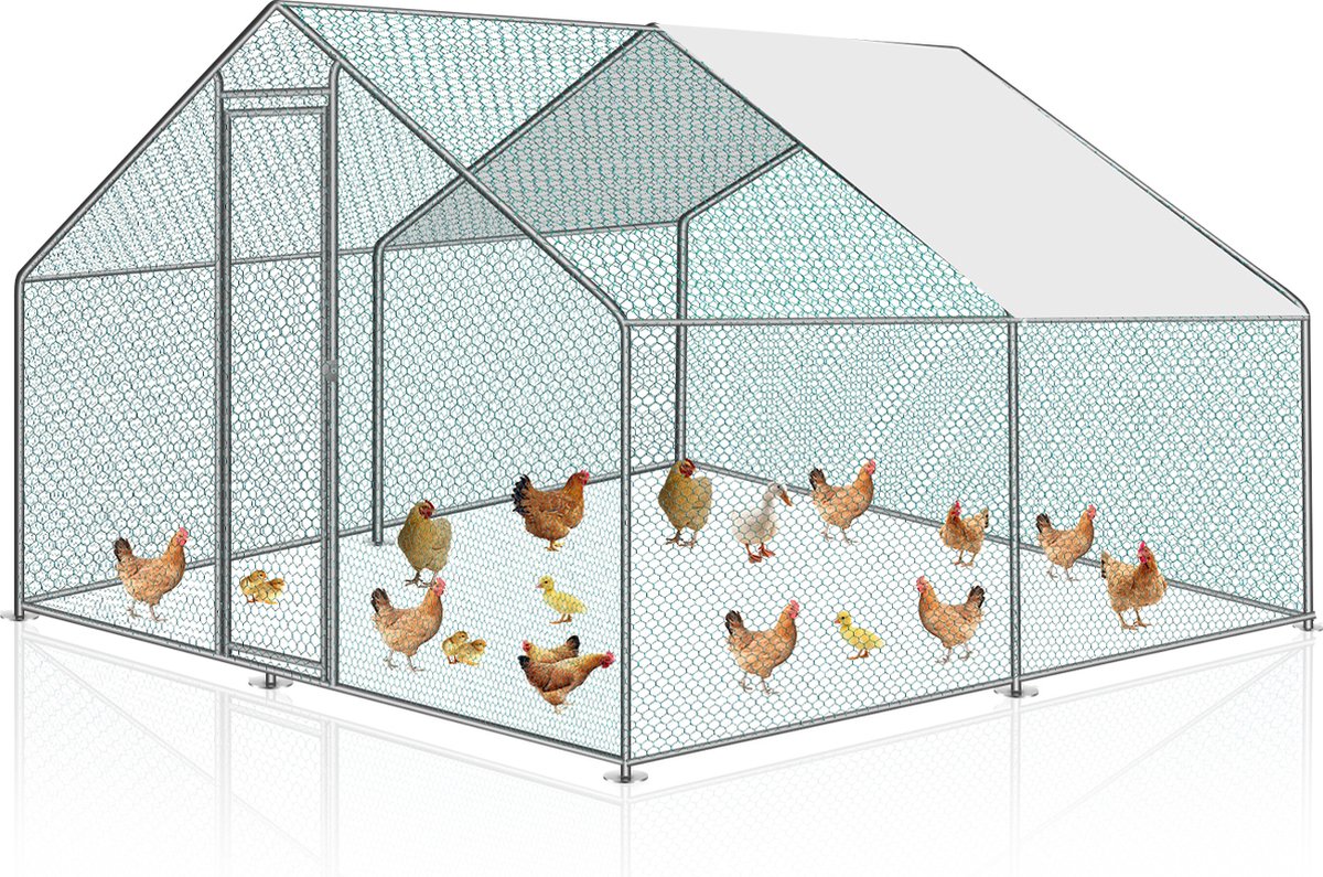 Bol.com 3x3x2m kippenren - kippenhok buitenverblijf - Draadren - Puntdak aanbieding