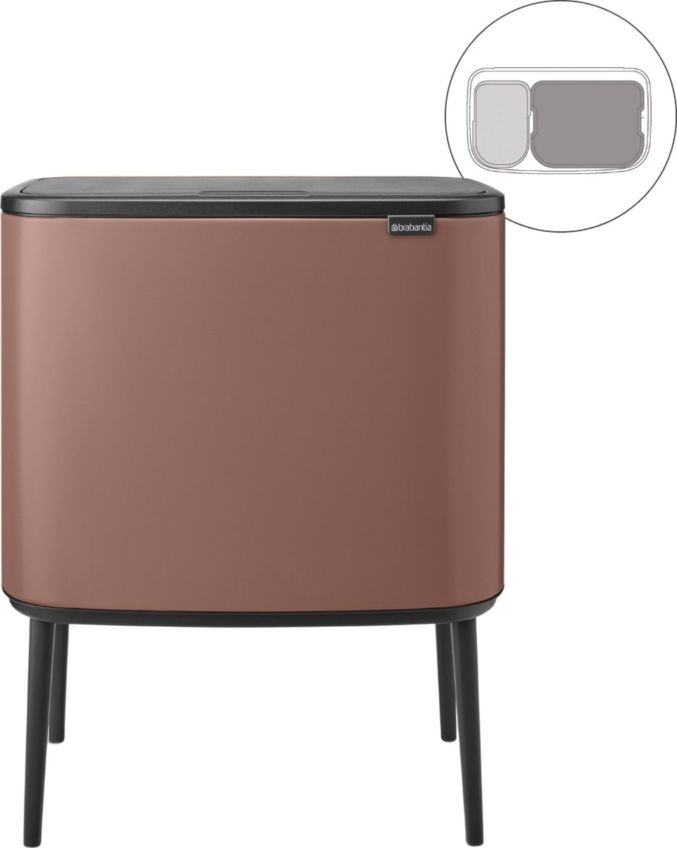 Brabantia Bo Touch Bin Prullenbak - 11 + 23 liter - Afvalscheiding - Satin Taupe