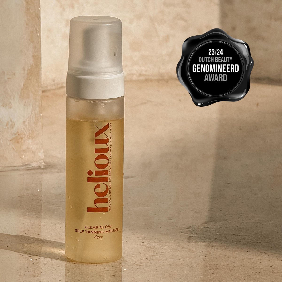 Helioux® Zelfbruiner Mousse Clear Glow Dark - Self Tanning Mousse voor Lichaam & Gezicht Donker - Volledig Transparant - Zero Transfer - Vegan & Dierproefvrij - Natuurlijke Ingrediënten – foto 5