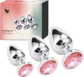 Lovellia Metalen Anaalplug - Set van 3 - Zilverkleurig / Roze