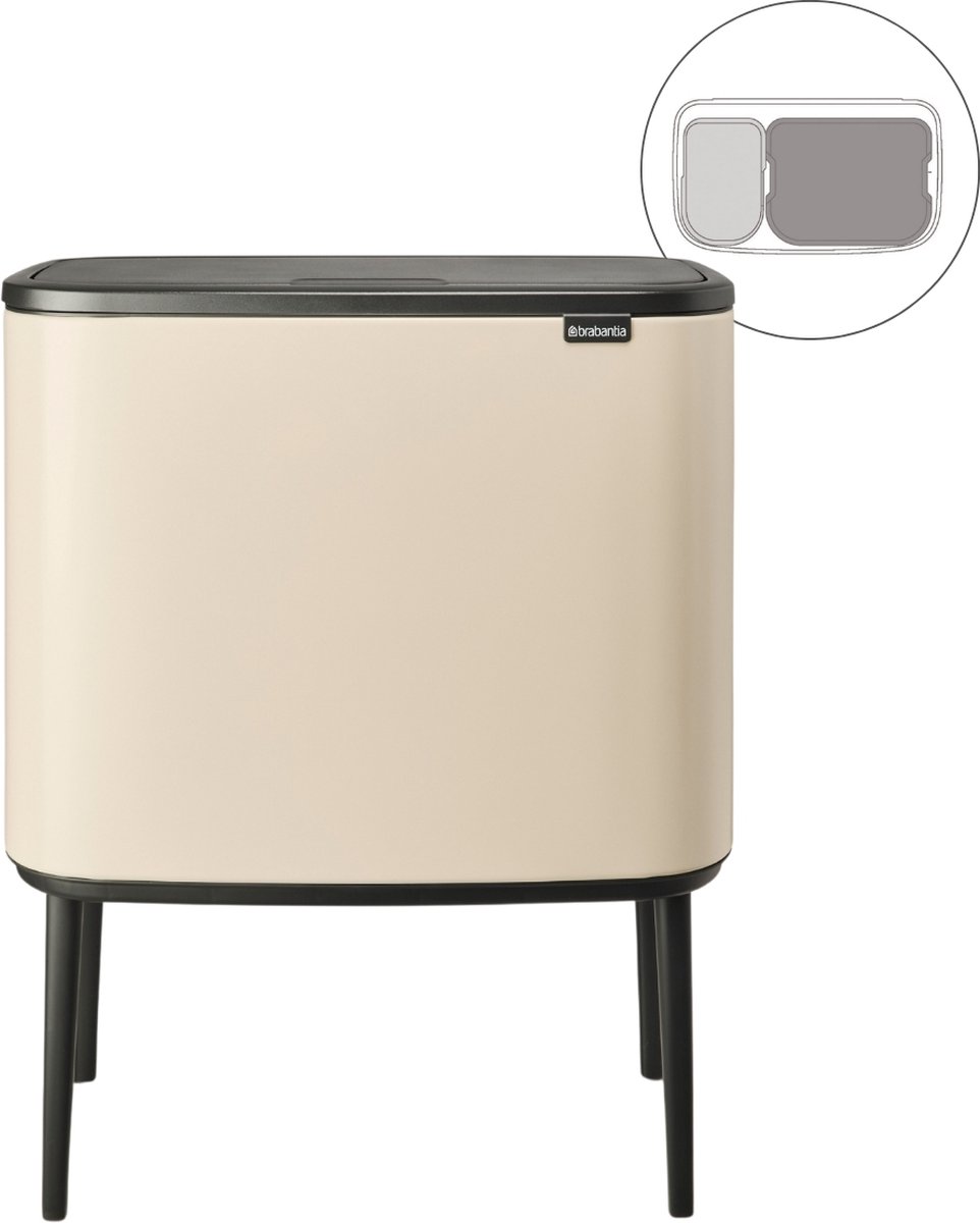 Goedkoopste Brabantia Bo Touch Bin Prullenbak - 11 23 liter - Afvalscheiding - Soft Beige