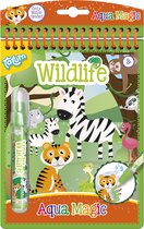 Totum magisch water kleurboekje wildlife wilde dieren - Totum junior kleuren - herbruikbaar vakantie boek Aqua magic 16 x 21 cm