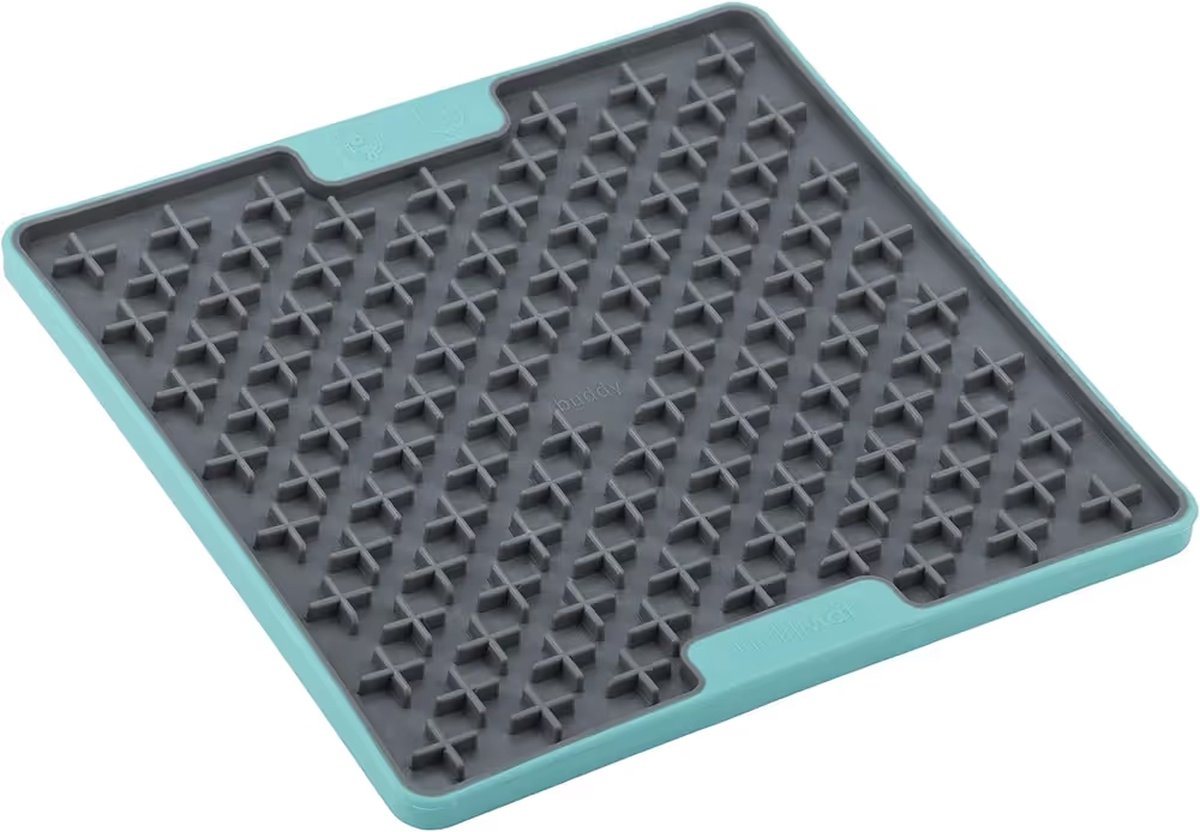 LickiMat - Tuff Buddy - Katten Likmat - Grijs, Blauw - 20X20xCM