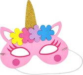 Masker Unicorn DIY Knutselset Kind Hobby & Creatief - Foam Zelfklevend - Goudkleurige Glitters & Roze - 18.5x18cm