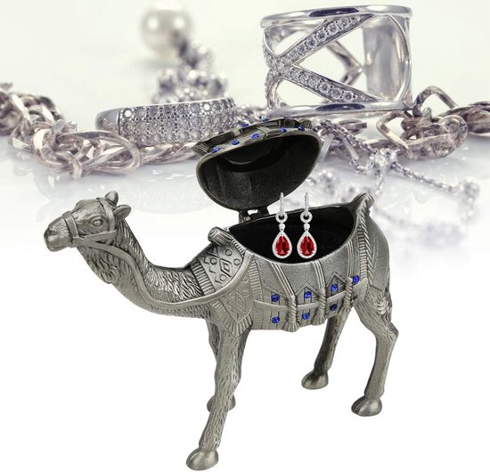 Schattige gelukkige kameel juwelendoosje inklapbaar handbeschilderd sieraden doos figuur verzamelaar ring display houder ingelegde geschenken hoofddecoratie
