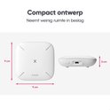 Afmetingen X-Sense Base Station: 9x9x3 cm. Vierkant en plat ontwerp.