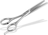 Uitdunschaar, kappersschaar met scherpe dubbelzijdige vertanding, in, haarknipschaar van hoogwaardig roestvrij staal voor dunner wordend haar (13,97 cm)