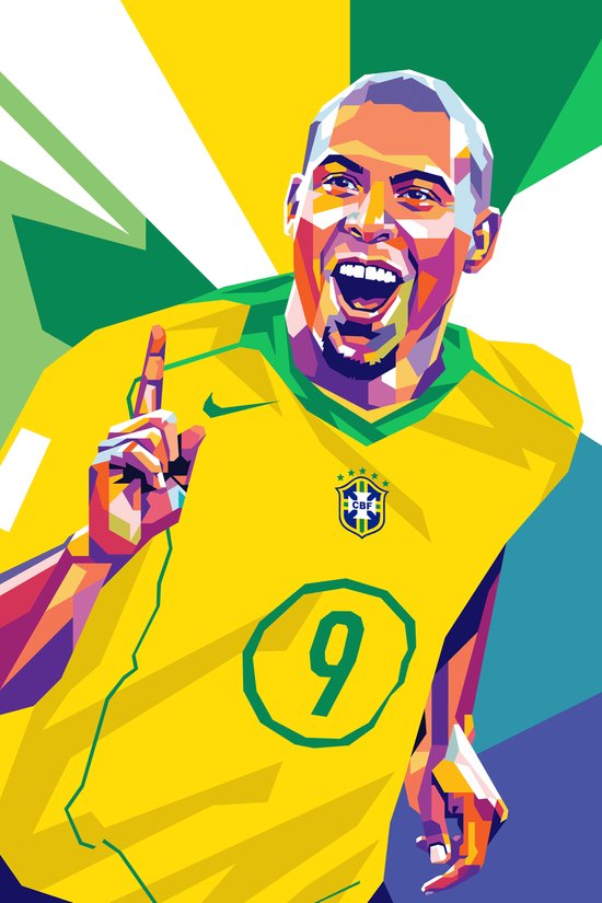 Ronaldo Nazario Poster | R9 Poster | Voetbalposter | 51x71cm | B2 Poster | Wanddecoratie | Muurposter | Geschikt om in te lijsten
