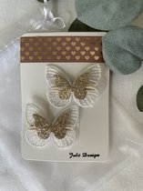 Julé Design haarspeldjes vlinder wit / goud