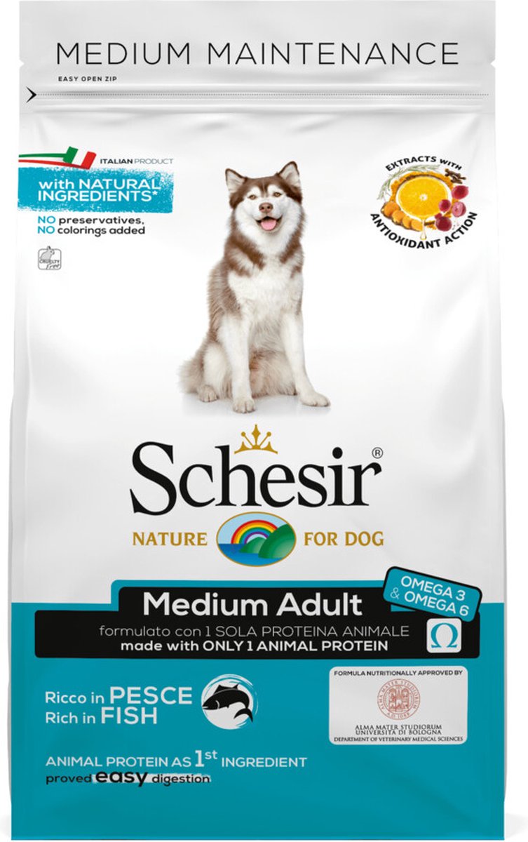 4x Schesir Hond Dry Maintenance Medium Vis 3 kg
