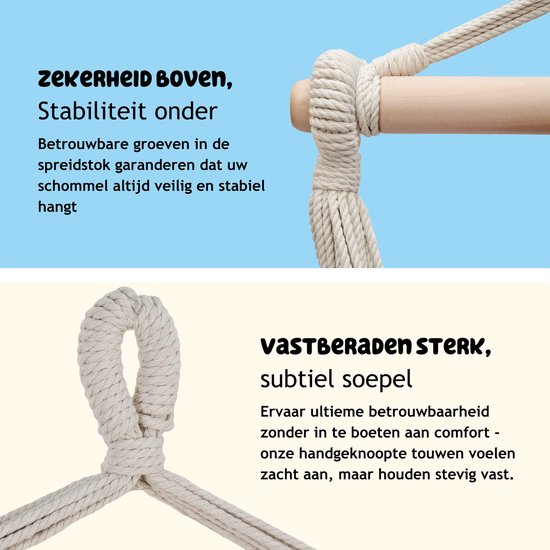 JAXY Hangstoel - Voor Binnen en Buiten - Inclusief Ophangsysteem - Hangnest - tot 150 kg - Incl. 2 Kussens en Boekenvak - Beige