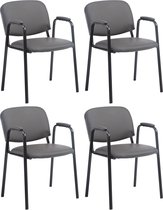 CLP Ken Pro Set van 4 Bezoekersstoelen - Kunstleer grijs