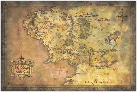Grupo Erik Lord of the Rings Carte de la Terre du Milieu Poster - 91.5x61cm