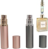 Fritzline® Set van 2 Luxe Navulbare Parfumflesjes - parfum flesje navulbaar - verstuiver flesjes leeg - reisflesje - mini parfumverstuiver - roségoud grijs