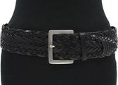 Thimbly Belts Dames afhangceintuur zwart vlecht - dames riem - 6 cm breed - Zwart - Echt Leer - Taille: 95cm - Totale lengte riem: 110cm