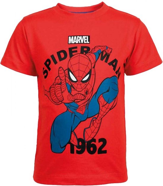 Spiderman - T-shirt - rouge - manches courtes - coton - taille 92