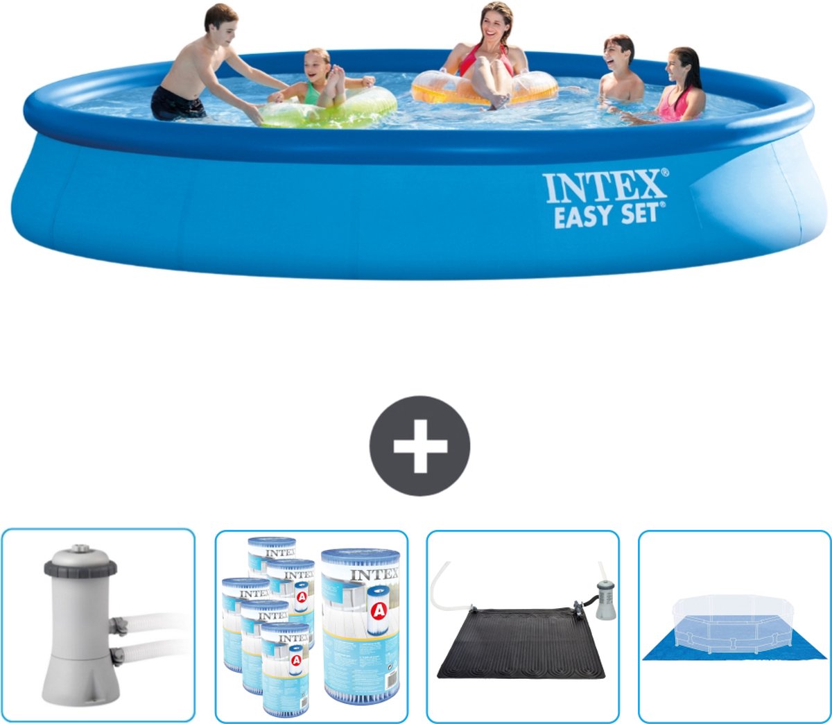 Intex Rond Opblaasbaar Easy Set Zwembad – 457 x 84 cm – Blauw – Inclusief Pomp Filters – Solar Mat – Grondzeil Intex Rond Opblaasbaar Easy Set Zwembad – 457 x 84 cm – Blauw – Inclusief Pomp Filters – Solar Mat – Grondzeil