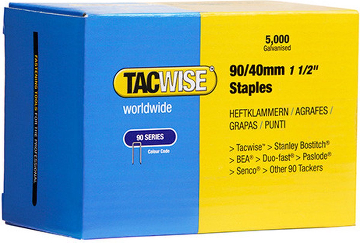 Tacwise nieten voor tacker - Type 90 - 40 mm - Gegalvaniseerd - 5000 stuks