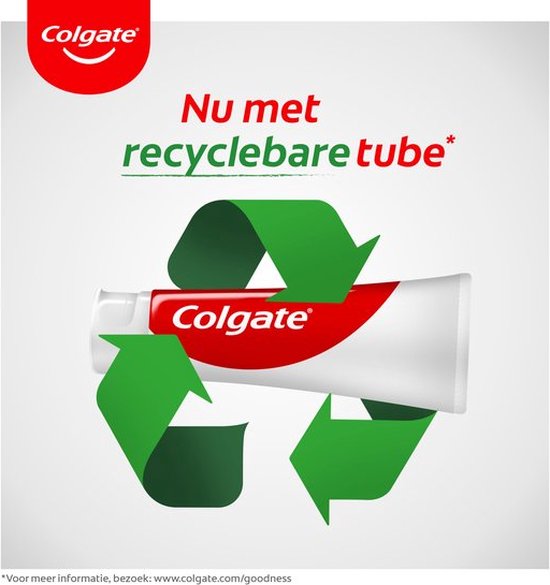 Colgate tandpastatube met recyclebare symbool