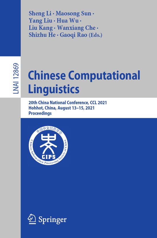 Lecture Notes in Computer Science12869- Chinese Computationa ... - cover