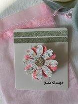 Julé Design haarclip / haarspeld bloem roze / wit