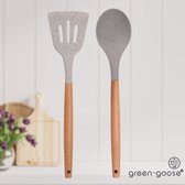 green-goose® Spatule et cuillère en Siliconen | 32 cm | Ustensiles de cuisine durables | Résistant au lave-vaisselle | Lot de 2