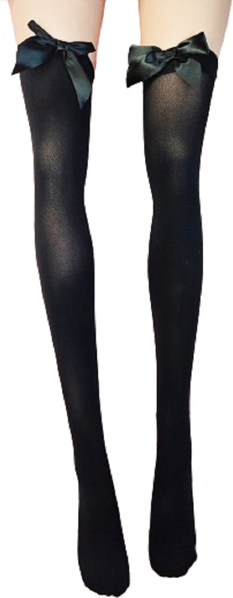 Goedkoopste BamBella® - Erotische hoge kousen dames - Sexy sokken zwart met strik