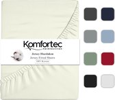 Komfortec Jersey Stretch Hoeslaken 160x200 cm - 30cm Matrasdikte- Rondom Elastiek - 100% Katoen - Beige