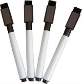 *** 4 Stuks Whiteboardstift zwart Stift met Magneet marker voor Whiteboard of Koelkast - van Heble® ***