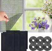 Muggennet voor ramen, 6 stuks, insectenbescherming, raamgaas, vliegengaas voor ramen, ter bescherming van het gezin tegen insecten, zwart
