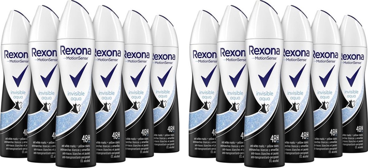 Goedkoopste Rexona Deospray - Invisible Aqua - Voordeelverpakking 12 x 150 ml