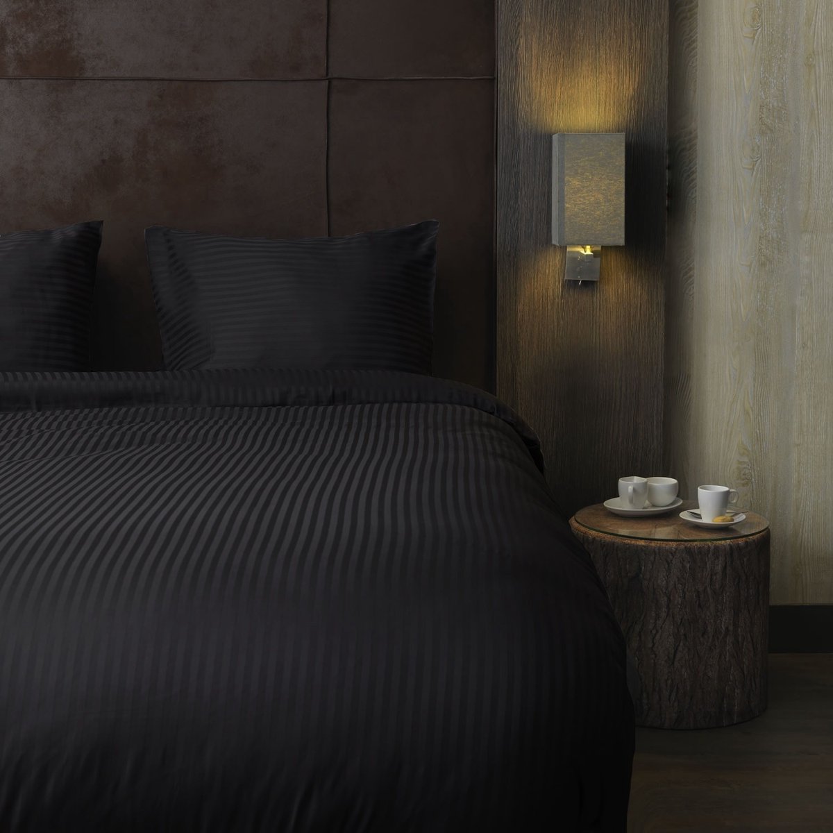 Beau Maison Hotellinnen Zwart Katoen Satijn 140x200/220 cm + 1 kussensloop