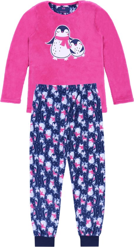 Pyjama rose et bleu marine avec pingouin