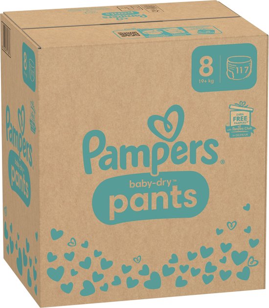 Pampers Baby-Dry Pants - Maat 8 (19kg+) - 117 Luierbroekjes - Maandbox - Pampers