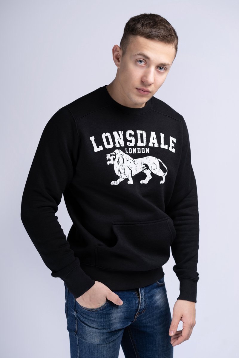 LONSDALE Kersbrook Sweatshirt Heren - Black / Ecru - XL