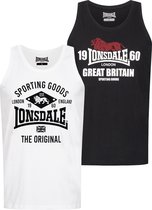 Lonsdale Unterhemd Biggin Singlet schmale Passform Doppelpack Black/White-XXL