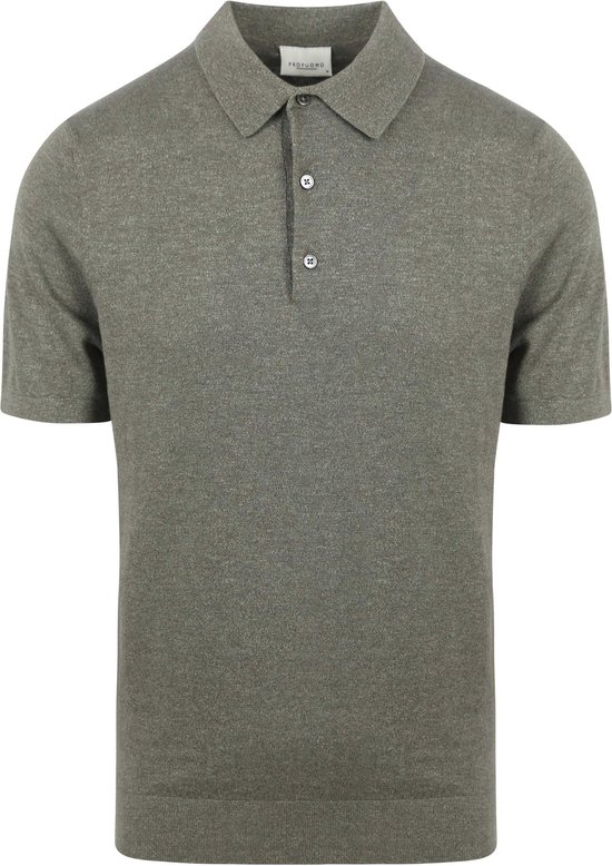 Profuomo - Polo Linen Green Melange - Coupe moderne - Polo Homme Taille L