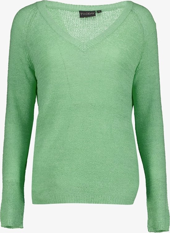 TwoDay dames trui groen met V-hals - Maat XL