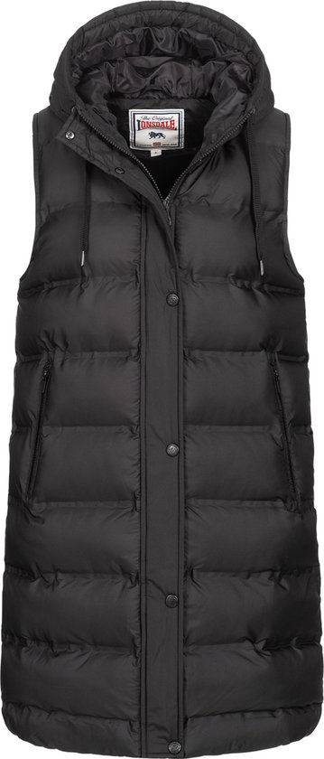 Gilet Lonsdale Moonzie Femme - Matelassé - Capuche Logo - Poches Zippées - Taille Grand