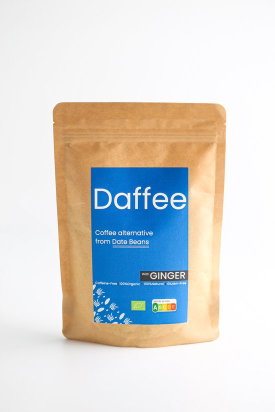 Daffee koffie, dadel koffie, een duurzame en heerlijke koffie alternatief gemaakt van geüpcycled dadel bonen, gezond, organisch, en caffeine vrij. gemixed met natural ginger mix kruiden. (1*250gr).