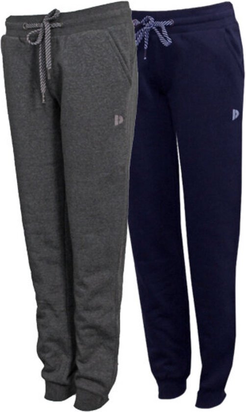 2-Pack Donnay - Joggingbroek met elastiek (Carolyn) - Sportbroek - Dames - Charcoal-marl/Navy (1397) - maat L
