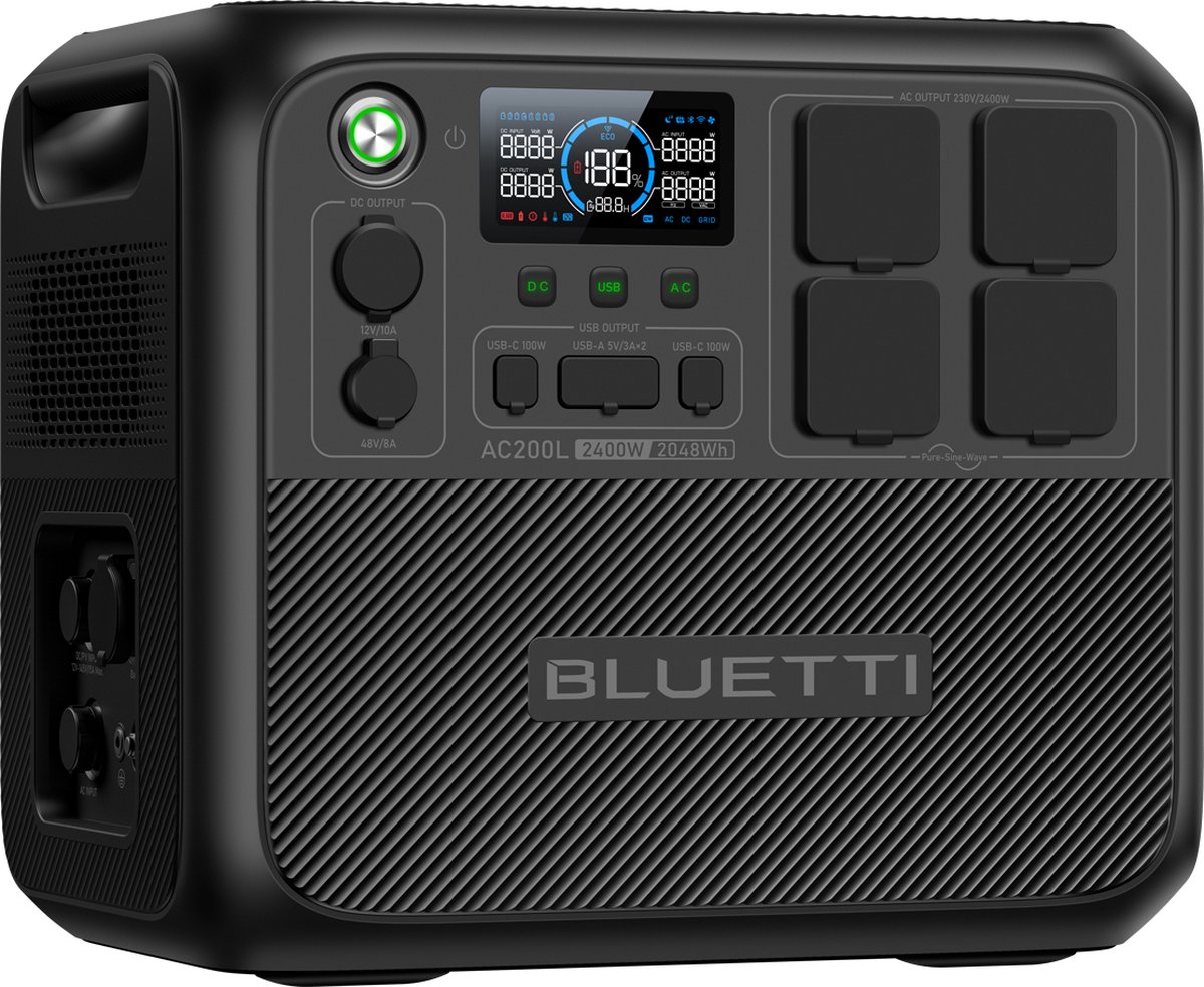 Bluetti draagbare energiecentrale AC200L Powerbank 2048Wh 2400W voor noodgevallen