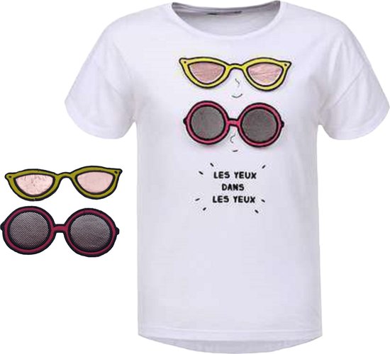 T-shirt Glo-story lunettes de soleil blanches 110